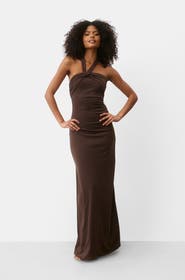 Six Stories Halter Neck Sculpt Bridesmaid Dress