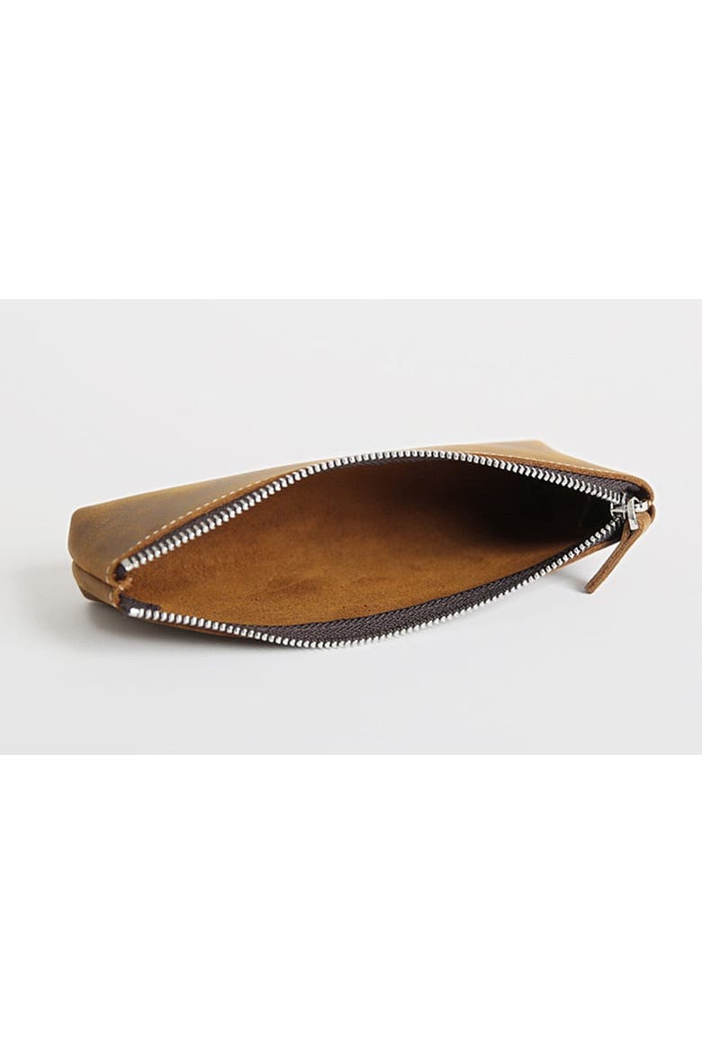 The Pallavi | Handmade Leather Pencil Case - Leather Makeup Bag, Alternate, color, Dark Brown