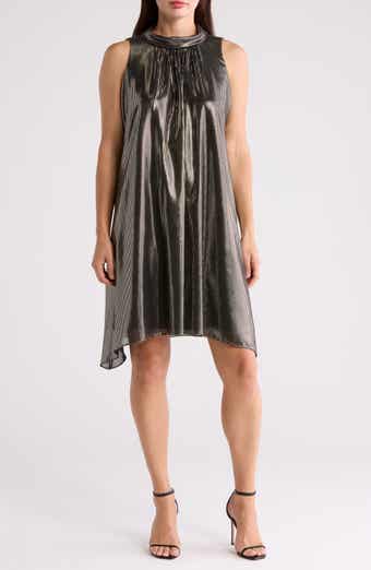 Metallic Sleeveless Trapeze Dress