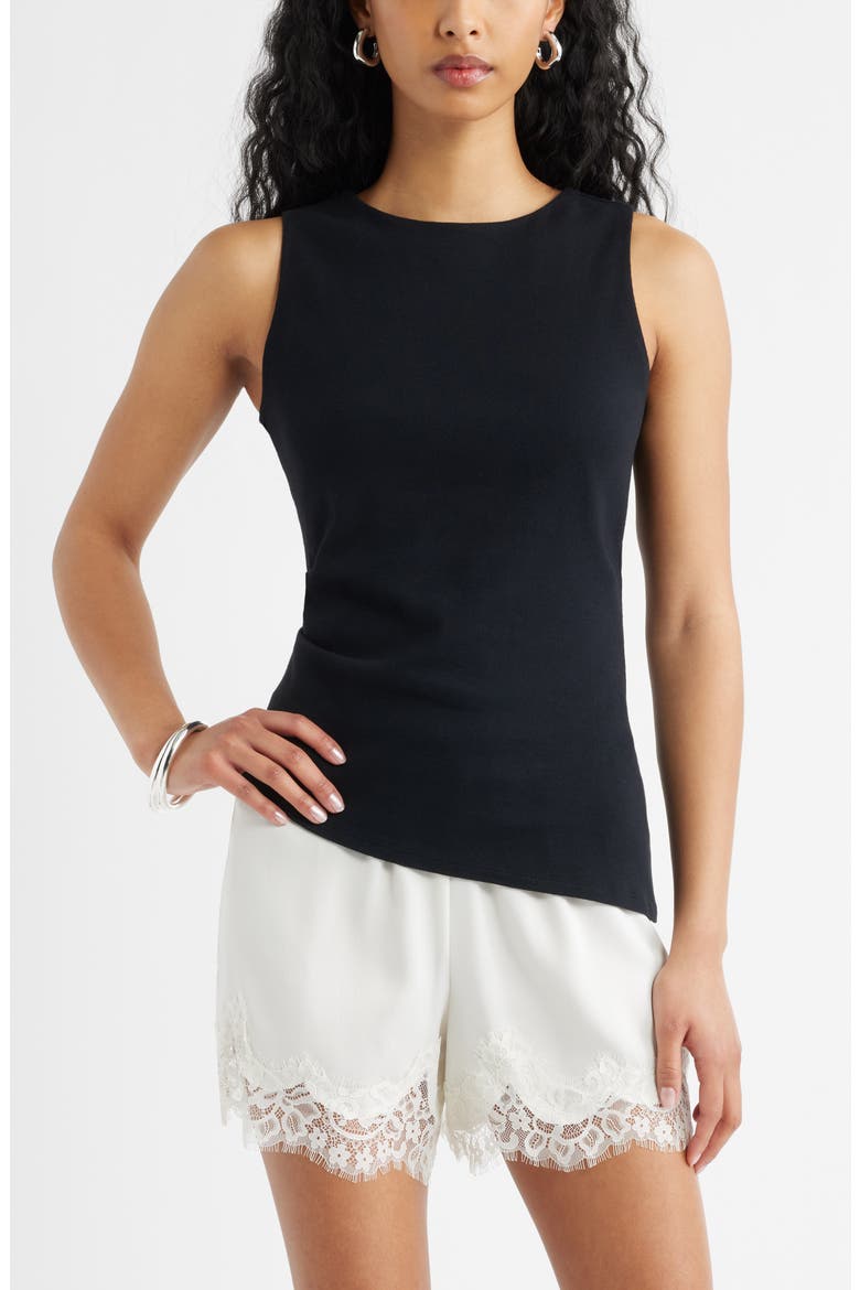 Asymmetric Rib Cotton Tank, Main, color, BLACK