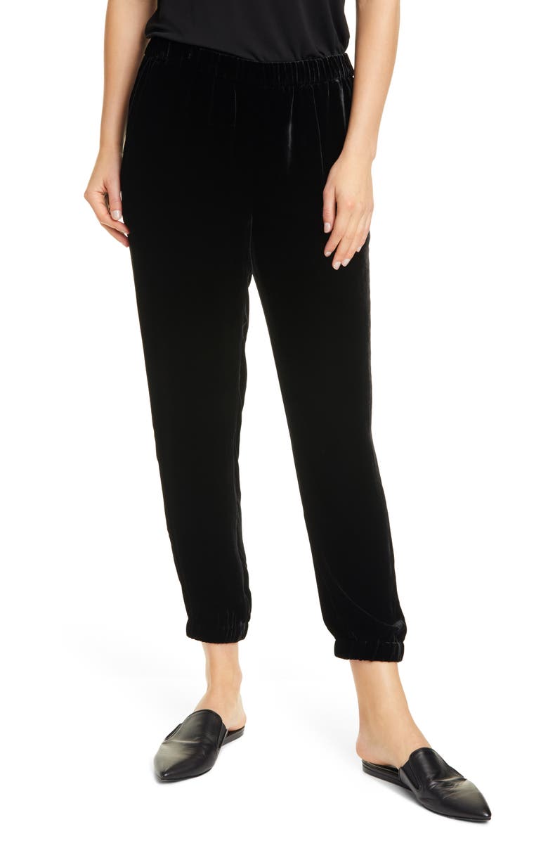 Eileen Fisher Slouchy Ankle Velvet Pants, Main, color, 