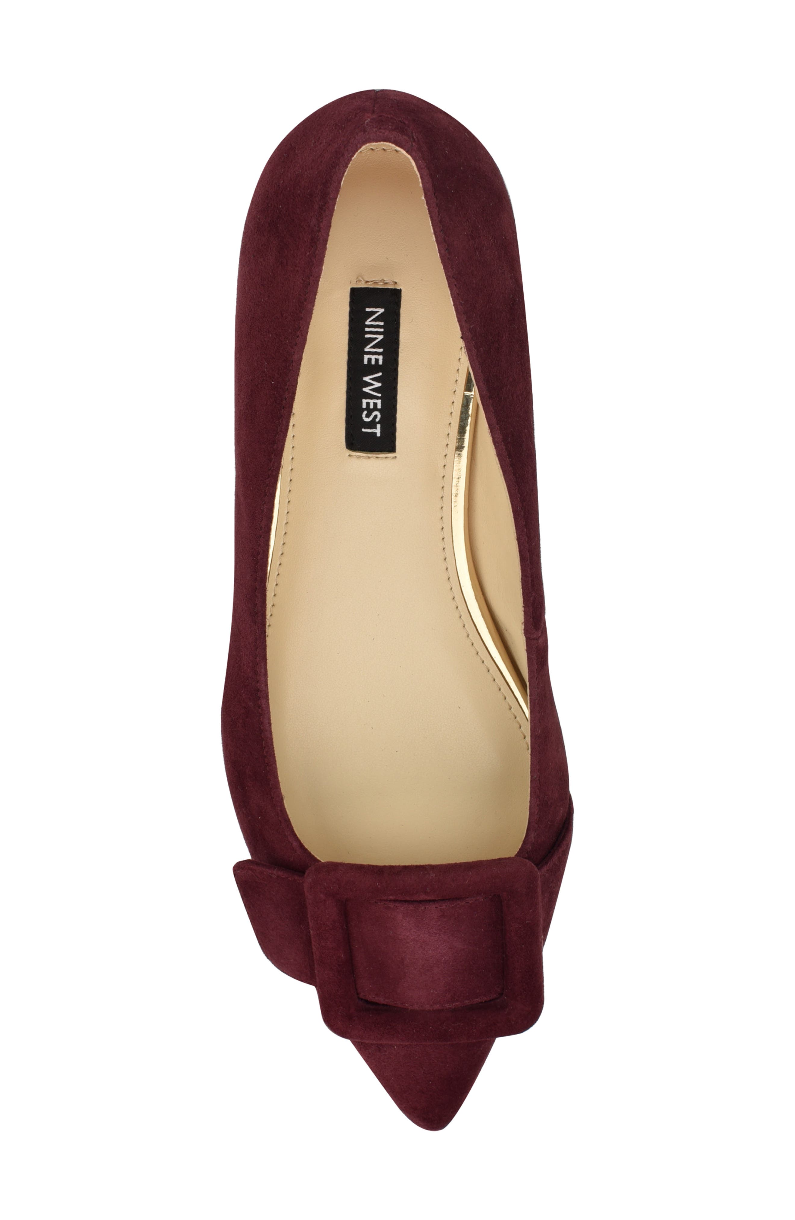 Nine West Jesike Pointed Toe Flat, Alternate, color, Dark Red