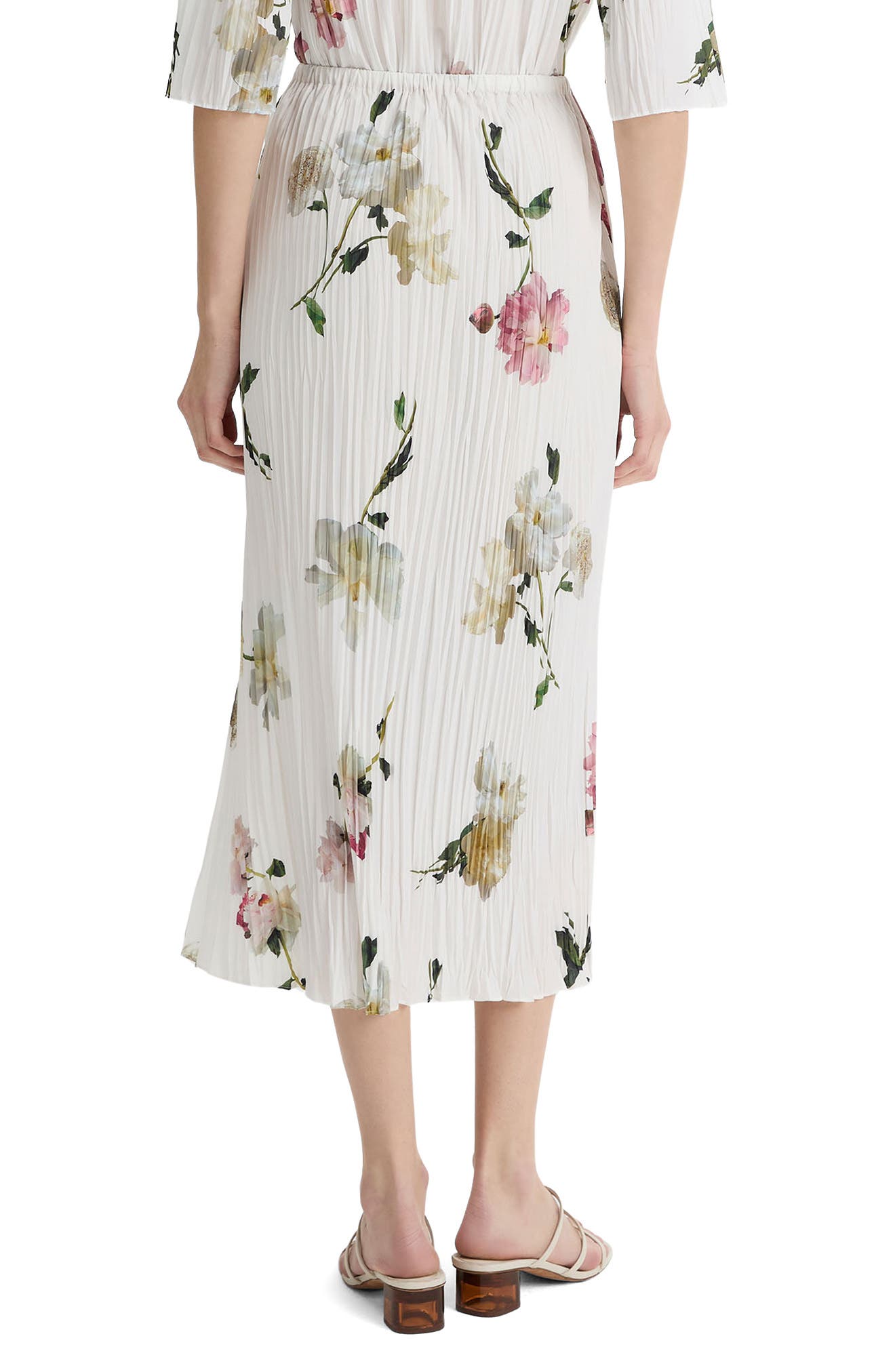 Wilted Peony Plisse Drawstring Midi Skirt - image 2