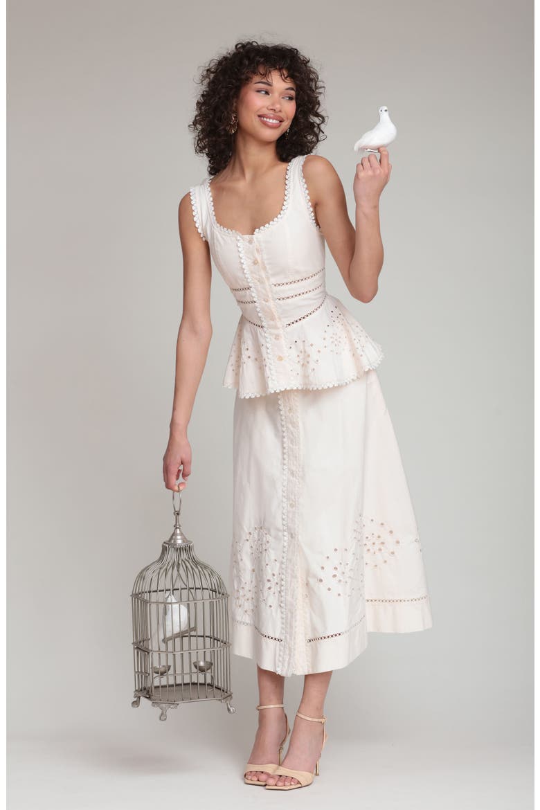 Eyelet Peplum Cotton Tank, Alternate, color, CREAM