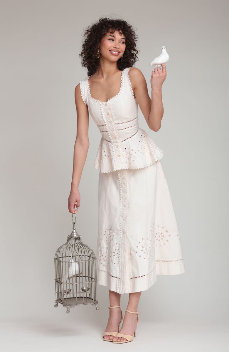 Avec Les Filles Eyelet Peplum Cotton Tank, Alternate, color, Cream