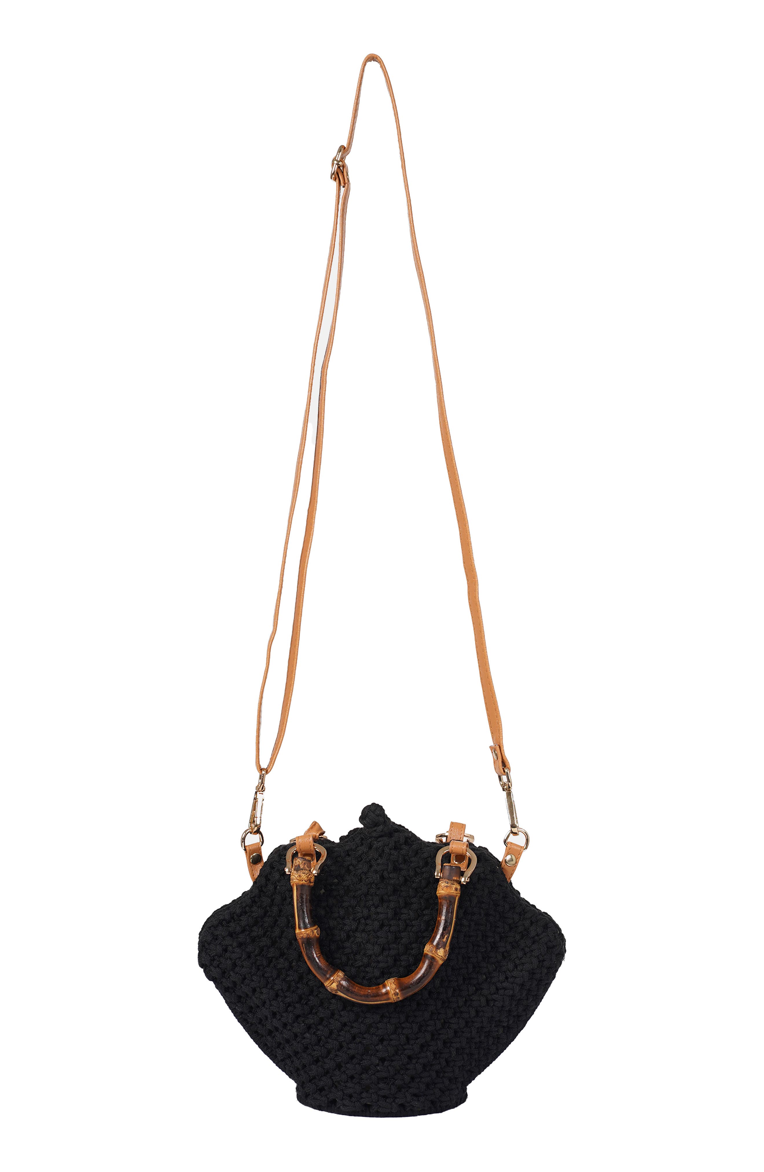 Crochet Shell Bag, Alternate, color, BLACK