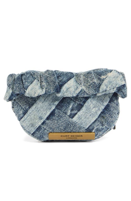 Kurt Geiger London Kensington Quilted Denim Wristlet In Blue