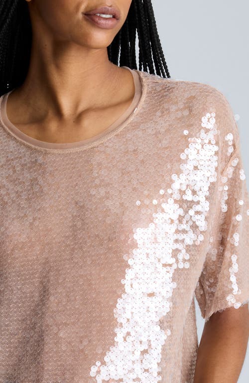 Kenneth Cole Oversized Sequin Drop Shoulder T-shirt In Dark Honey