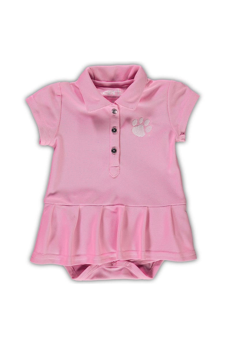 GARB Girls Infant Garb Pink Clemson Tigers Caroline Cap Sleeve Polo Bodysuit, Alternate, color,