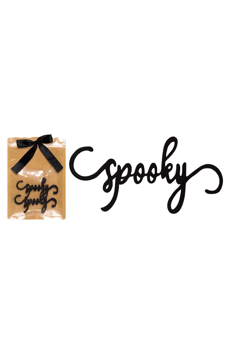Transpac Plywood Spooky Word Scatter Set of Halloween Decorative Objects, Main, color, Black