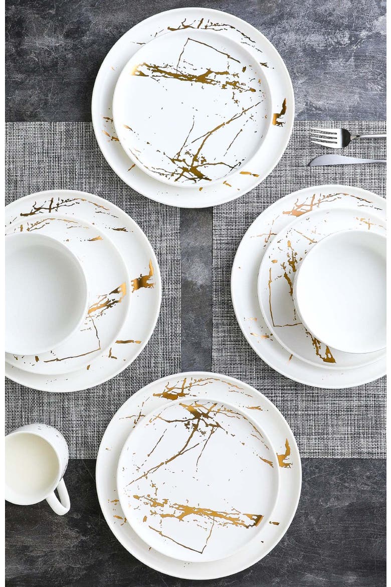 Zora Porcelain 16-Piece Dinnerware Set, Alternate, color, White