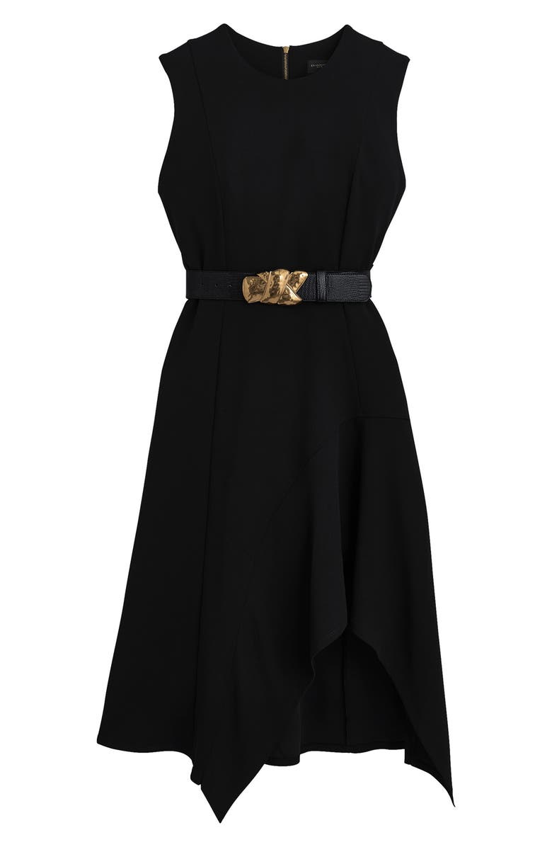 Donna Karan New York Belted Handkerchief Hem Midi Dress, Alternate, color, 
