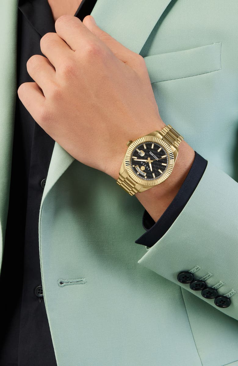 PHILIPP PLEIN Date Superlative Bracelet Watch, 42mm, Alternate, color, Ip Yellow Gold