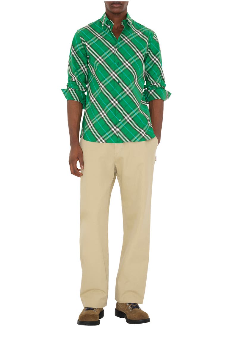 Regular Fit Check Cotton Shirt, Main, color, Leaf green