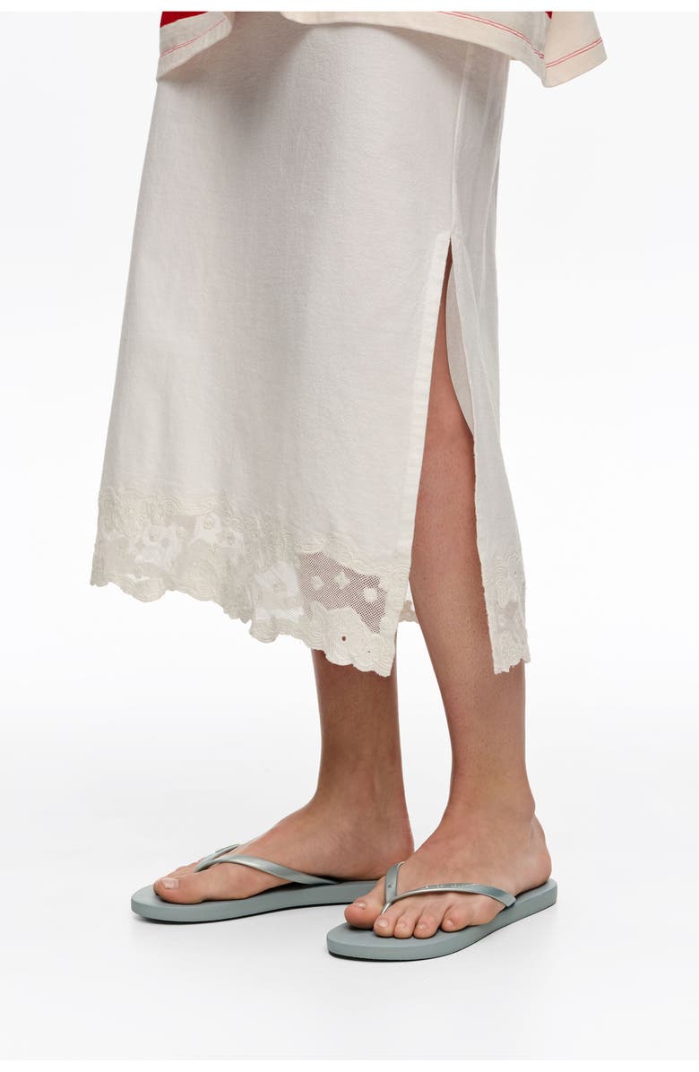 Bimba y Lola Cotton Lace Midi Skirt, Alternate, color, Ivory