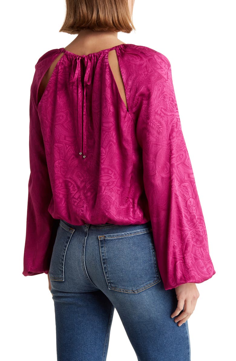 Veronica Beard Sionne Paisley Print Long Puff Sleeve Silk Blend Top, Alternate, color,