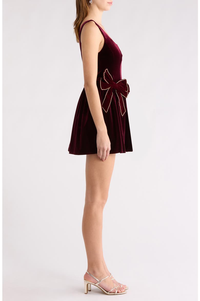 Velvet Fit & Flare Dress, Alternate, color, BURGUNDY