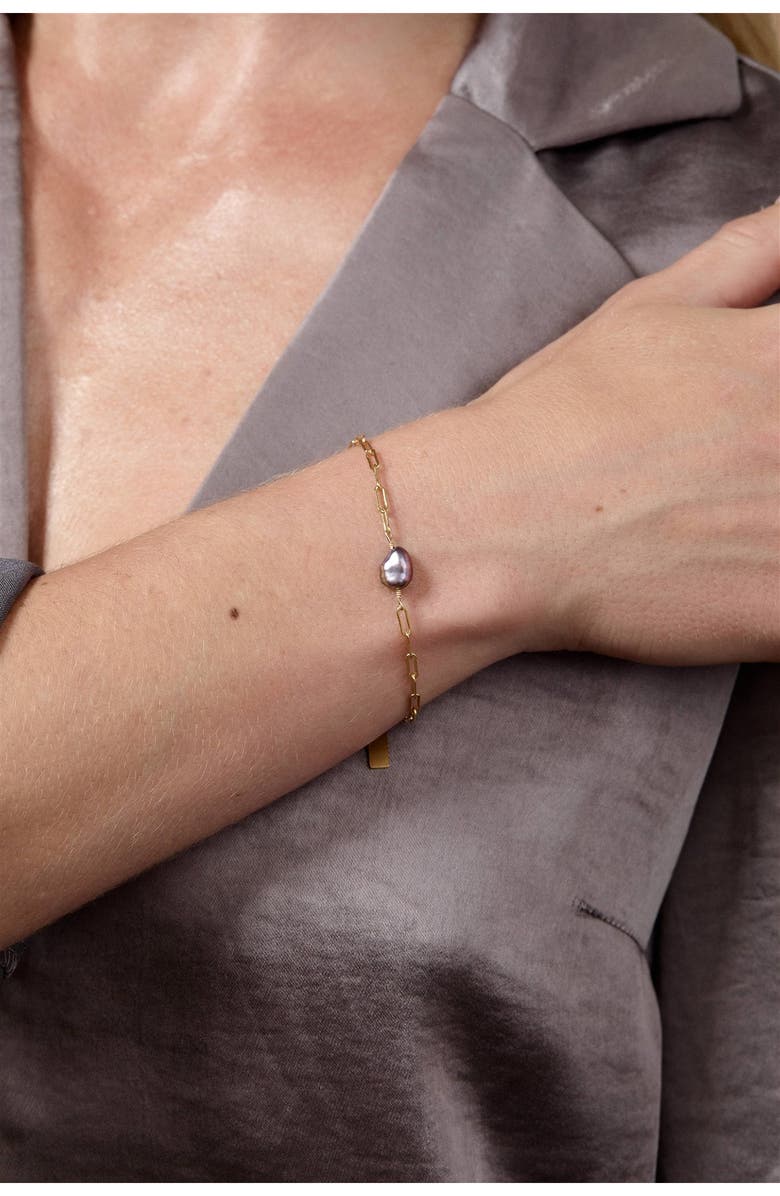 Set & Stones Jewellea Freshwater Pearl Bracelet, Alternate, color, Gold / Peacock