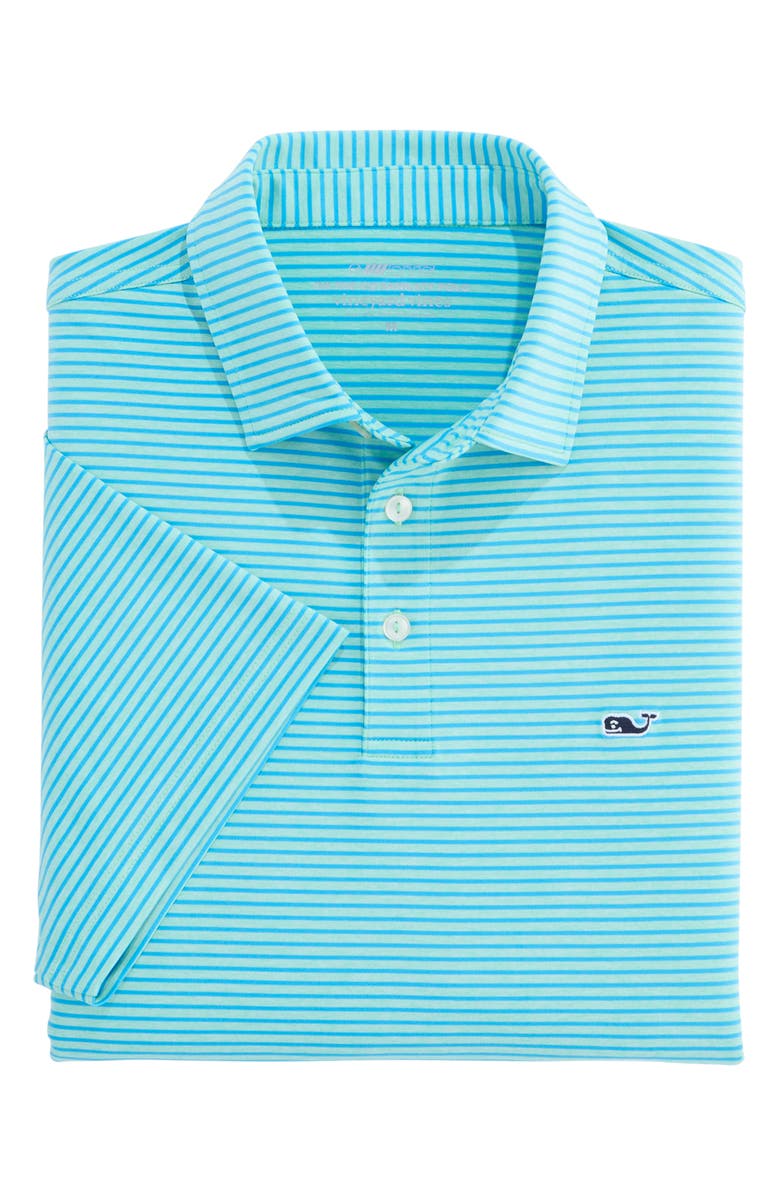 vineyard vines Stripe Sankaty Short Sleeve Performance Polo, Alternate, color, Blue/ Ocean Breeze