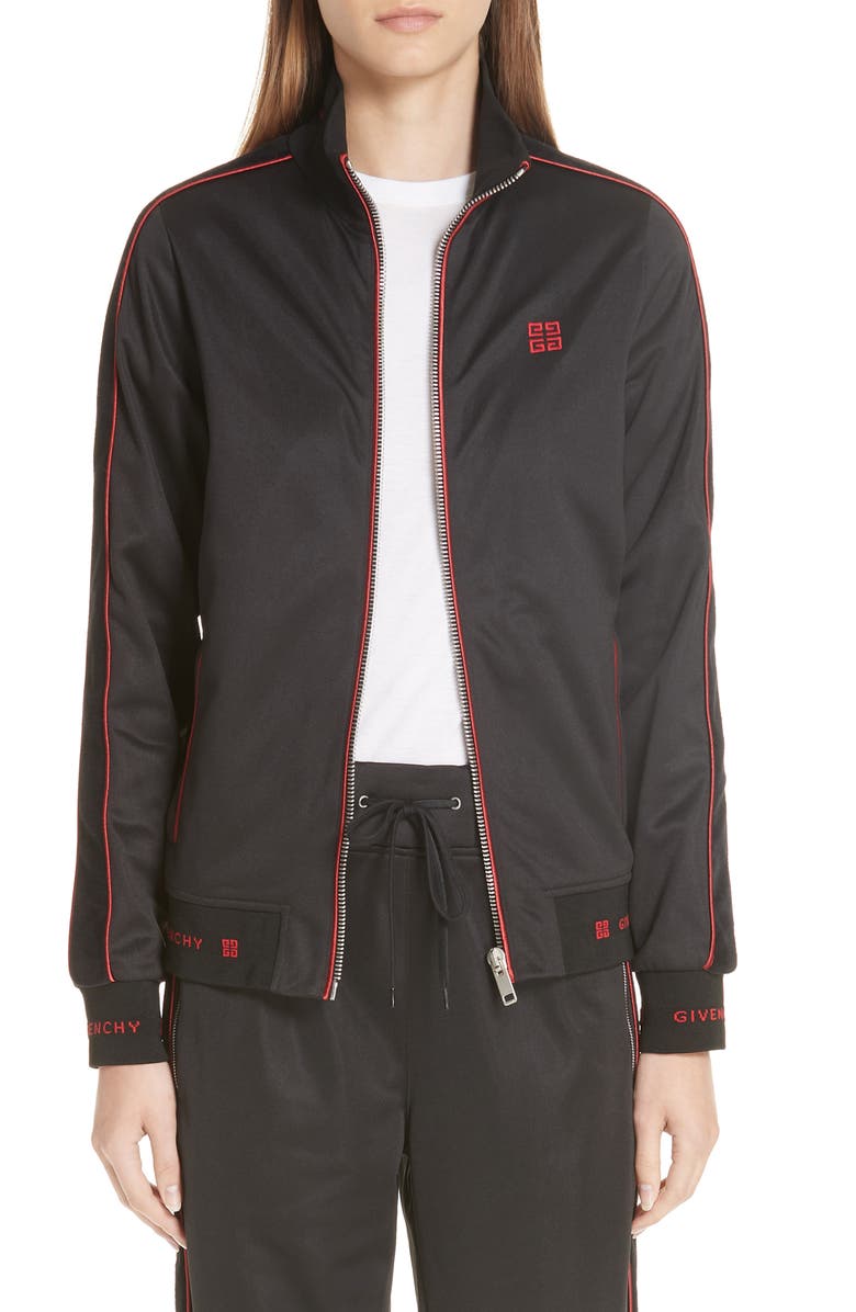 Givenchy 4G Logo Embroidered Neoprene Track Jacket, Main, color, 