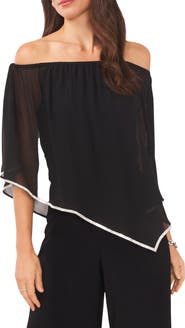 Chaus Rhinestone Trim Sheer Poncho