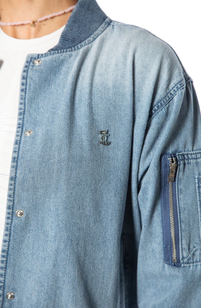 Juicy Couture Denim Bomber Jacket, Alternate, color,