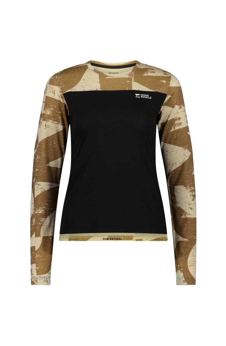 Mons Royale Diversion Merino Long-Sleeve Bike Jersey - Women's, Alternate, color, Mr Grunge/Black