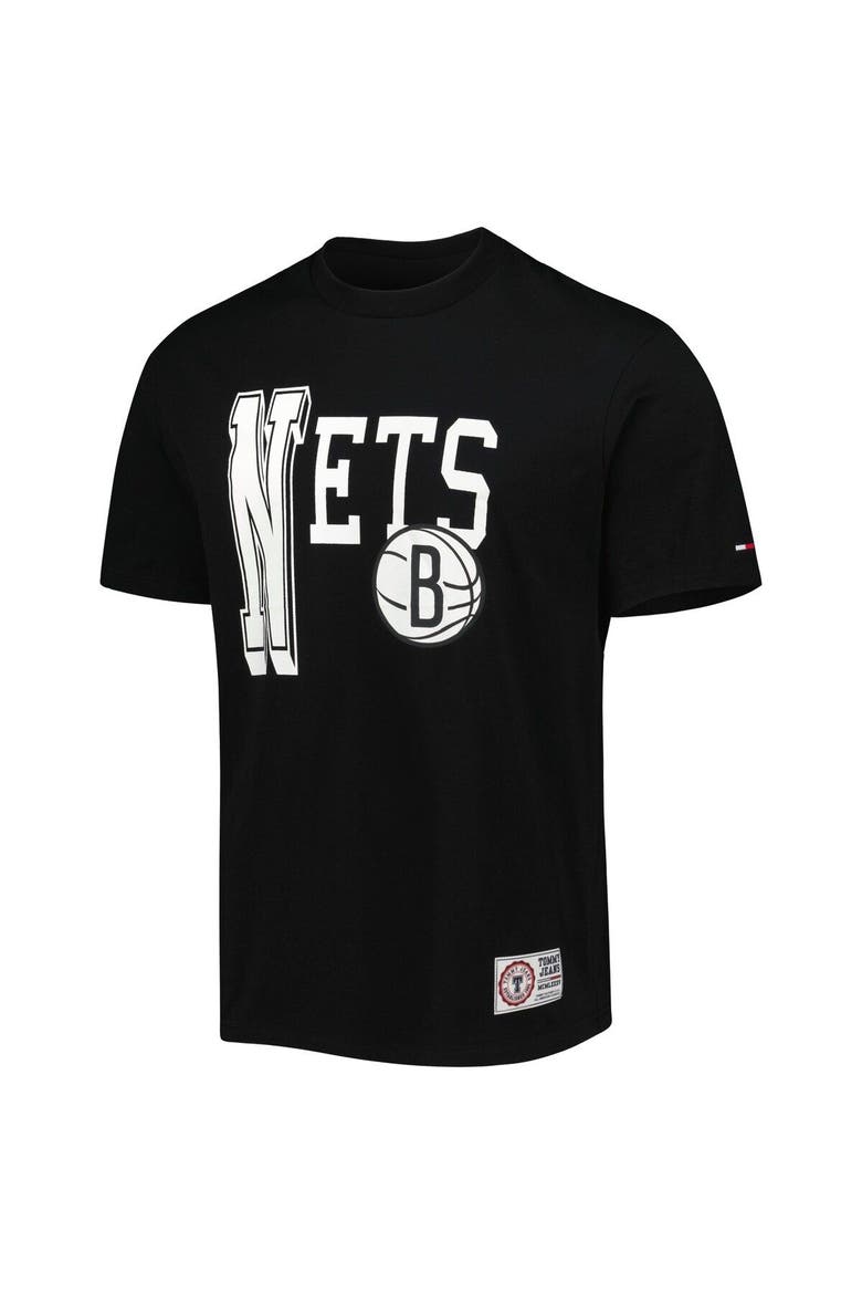 Men's Tommy Jeans Black Brooklyn Nets Mel Varsity T-Shirt, Alternate, color, Black
