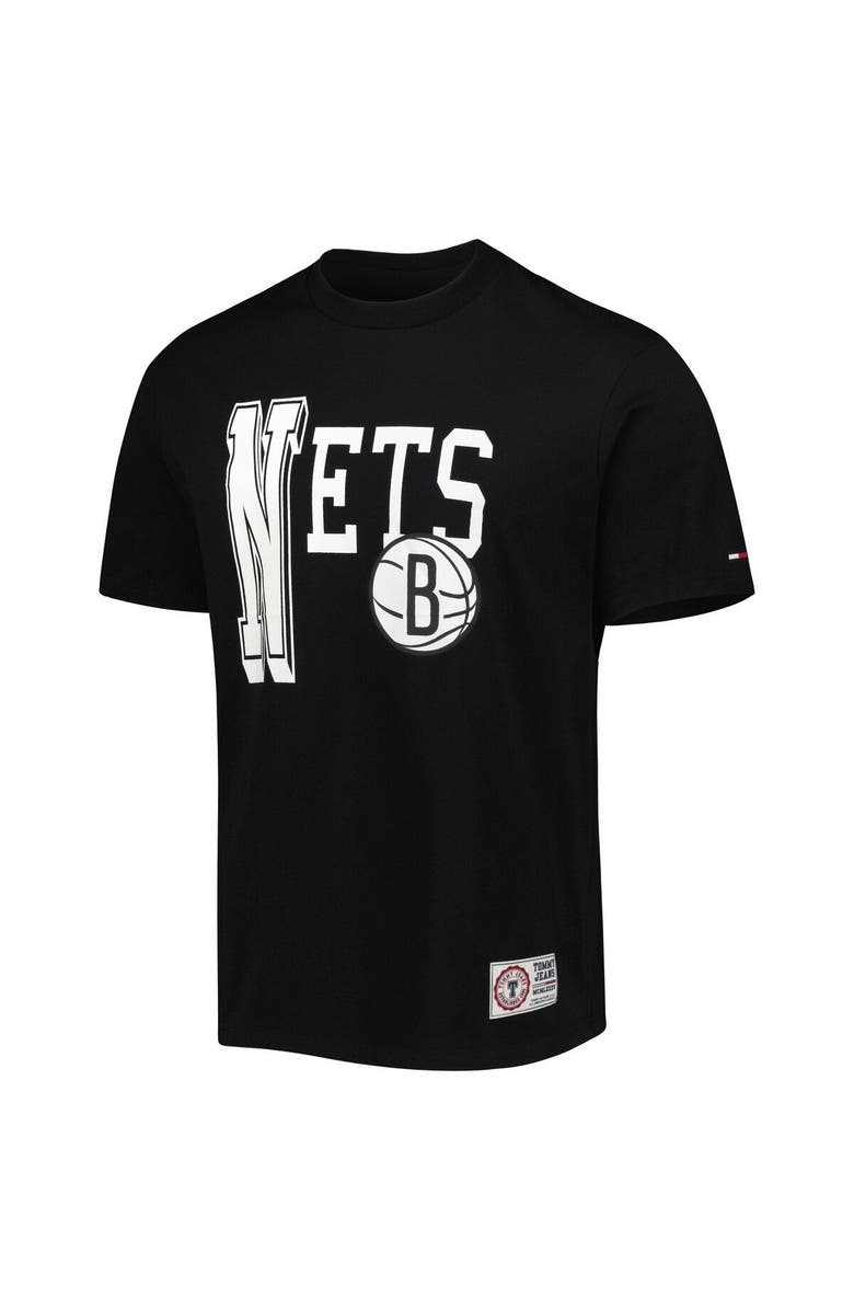 TOMMY JEANS Men's Tommy Jeans Black Brooklyn Nets Mel Varsity T-Shirt, Alternate, color, Black