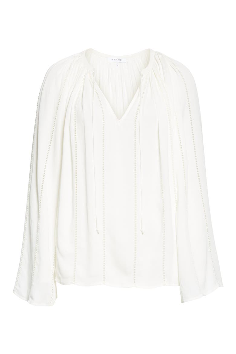 Lattice Peasant Top, Alternate, color, OFF WHITE