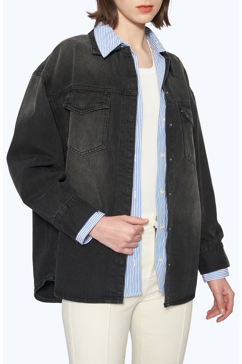 Oversize Denim Shirt Jacket, Alternate, color, BLACK