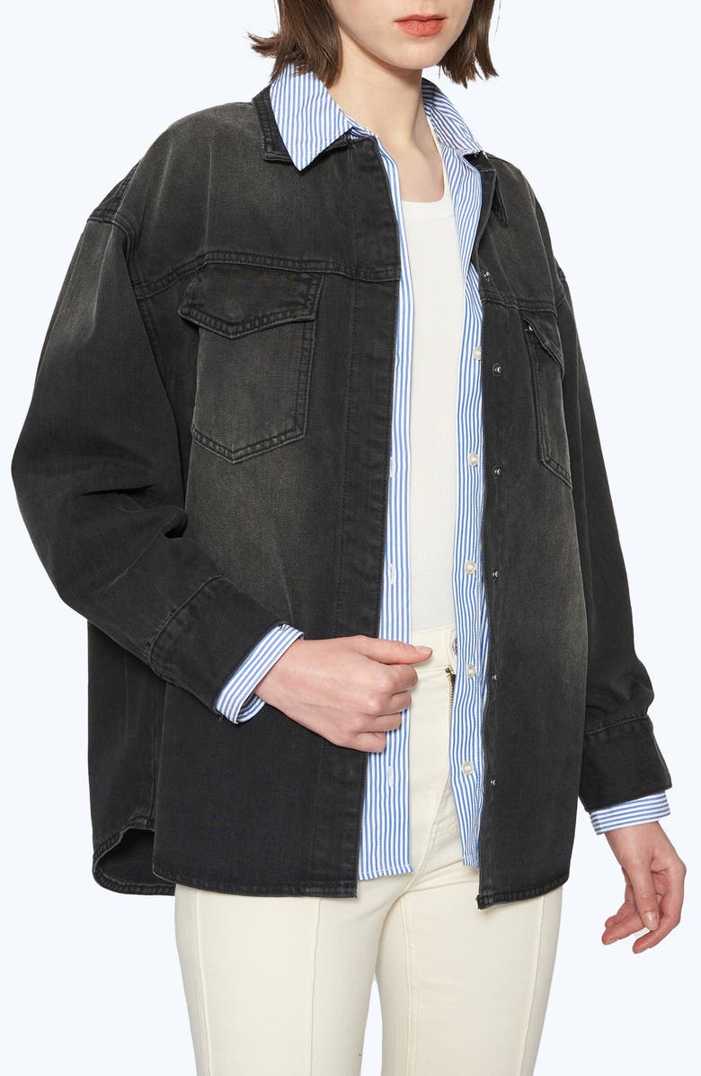 Bayeas Oversize Denim Shirt Jacket, Alternate, color, Black