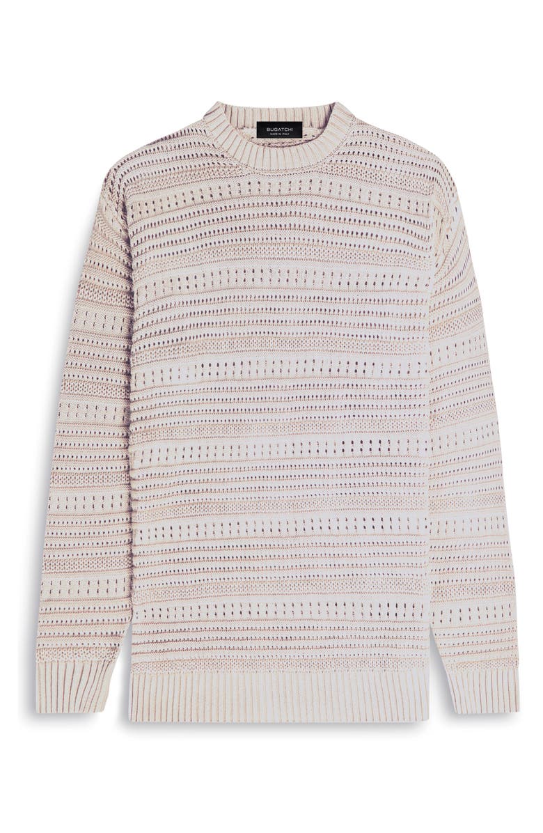 Bugatchi Cotton Crewneck Sweater, Alternate, color, Chalk