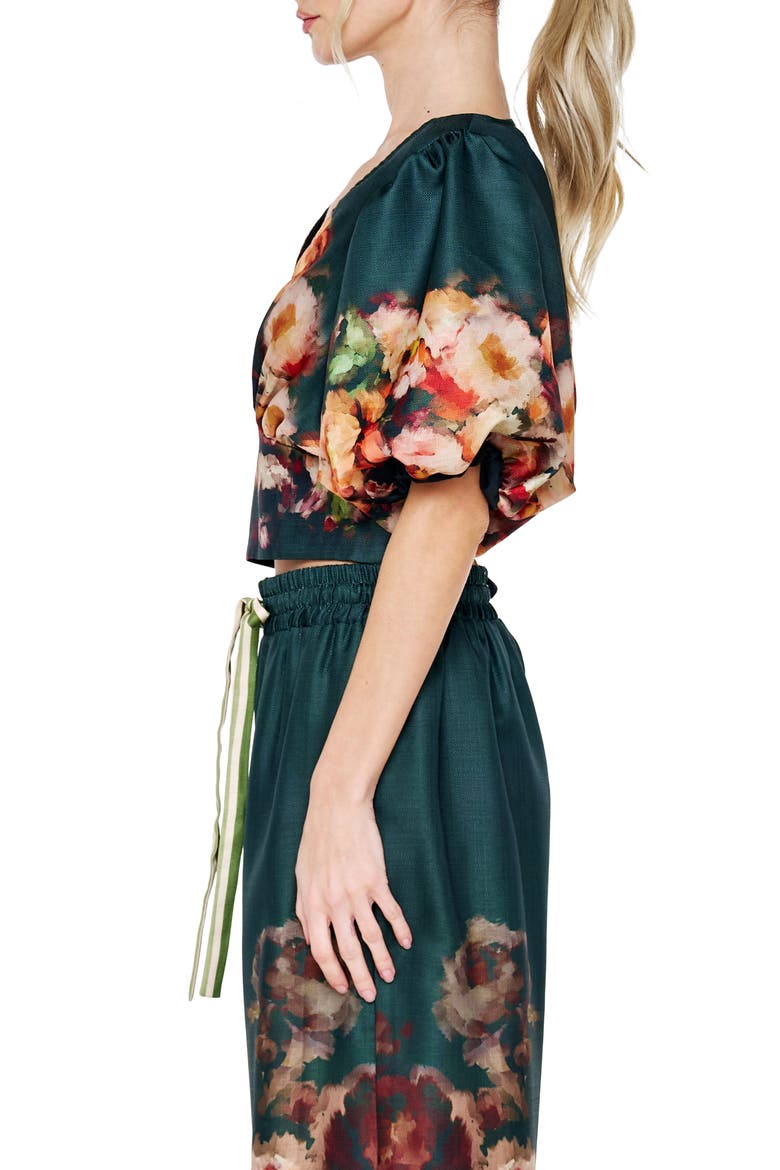 Emel Floral Puff Sleeve Top, Alternate, color, DARK GREEN MULTI