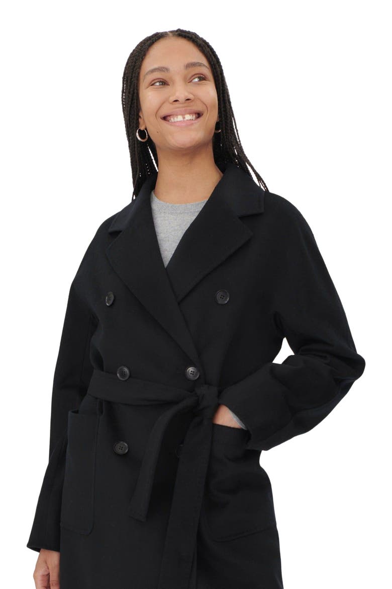 Double Breasted Long Coat, Alternate, color, black