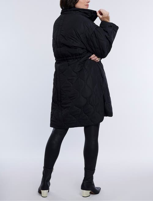 Motherhood Maternity Woven Full-zip Long Sleeve Quilted Puffer Jacket In Black