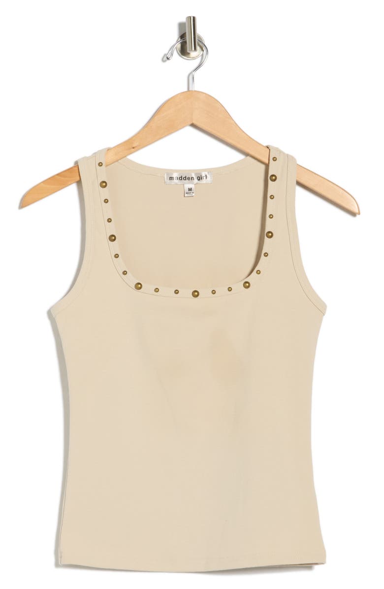 Madden Girl Studded Tank, Alternate, color, Taupe