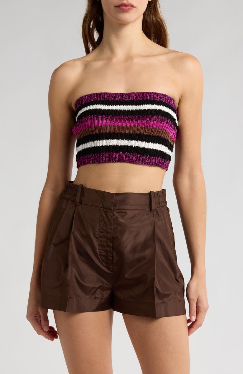 Valentino Garavani Stripe Open Knit Crop Top, Main, color, 
