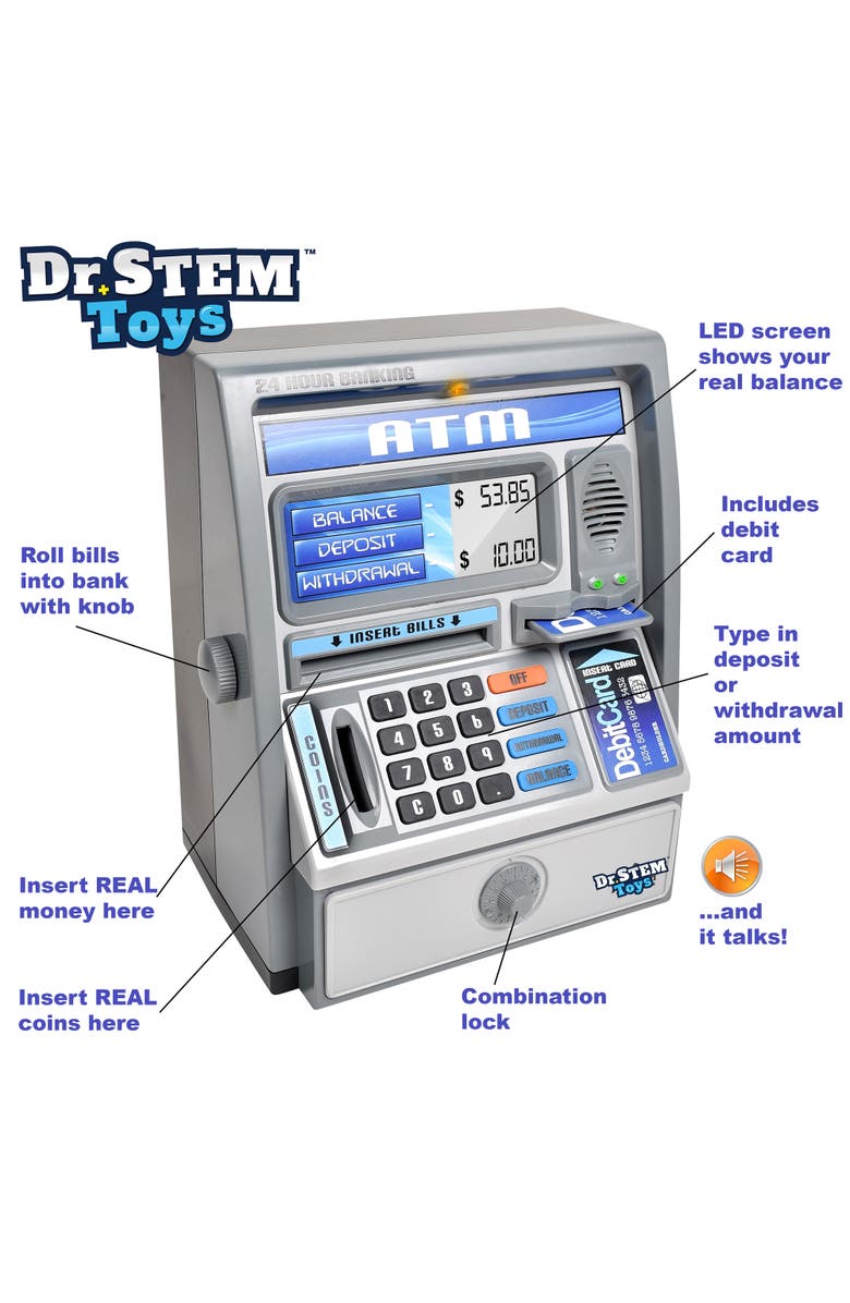 Dr. STEM Toys Talking ATM Bank Toy, Alternate, color,