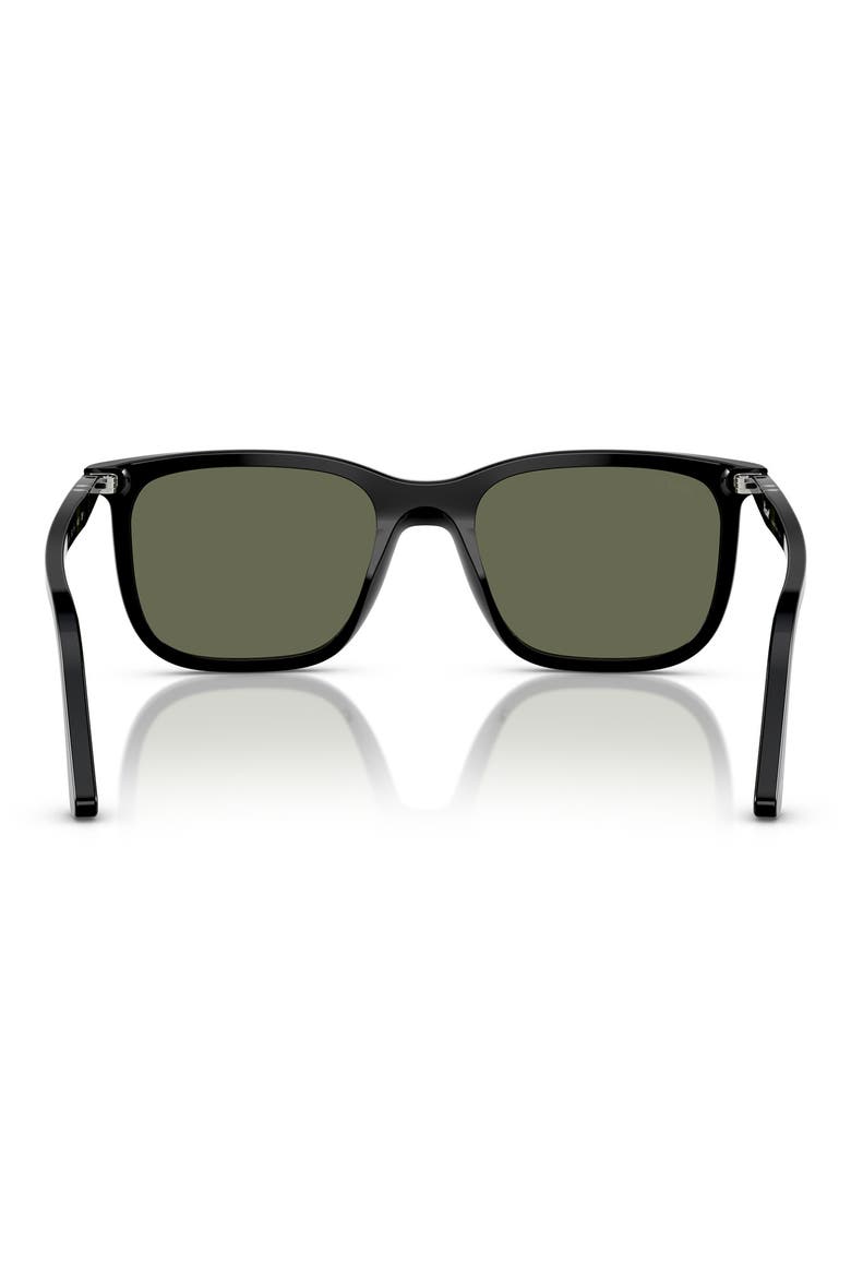56mm Polarized Rectangular Sunglasses, Alternate, color, BLACK