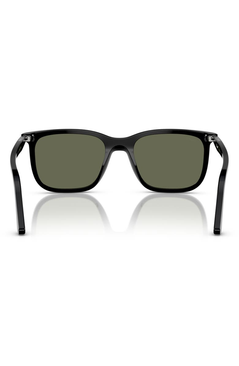 Persol 56mm Polarized Rectangular Sunglasses, Alternate, color, Black