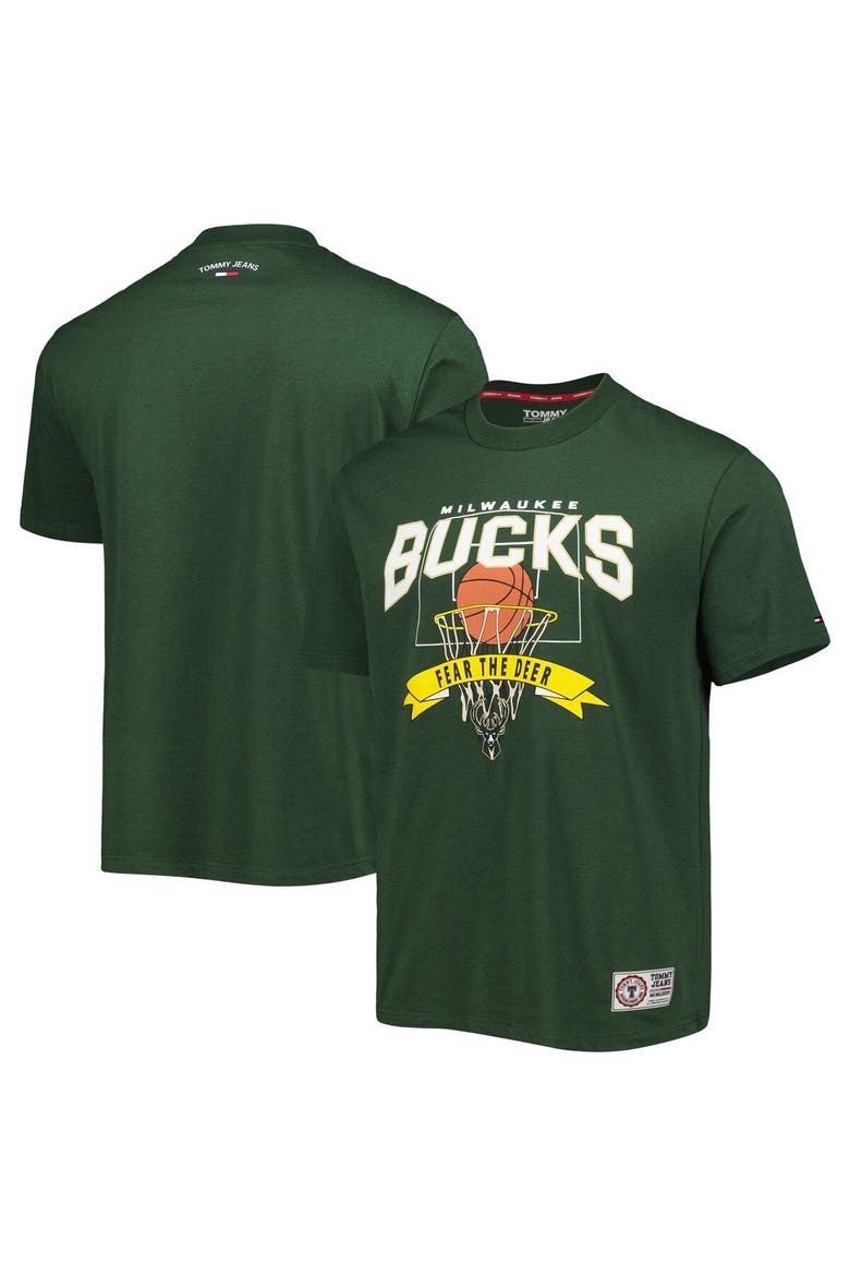 Men's Tommy Jeans Hunter Green Milwaukee Bucks Tim Backboard T-Shirt, Main, color, Hunter Green