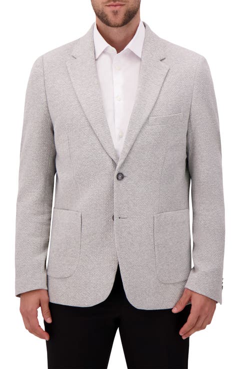 Modern Fit Textured Knit Cotton Blend Sport Coat (Regular, Short & Long)