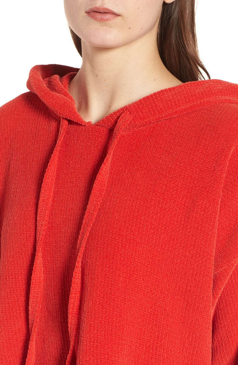 KENDALL + KYLIE Chenille Crop Hoodie, Alternate, color, 