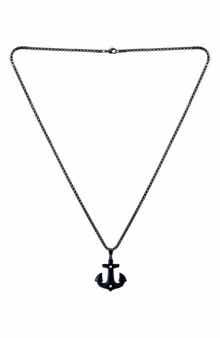 AMERICAN EXCHANGE Men's Two-Tone Stainless Steel Anchor Pendant Necklace