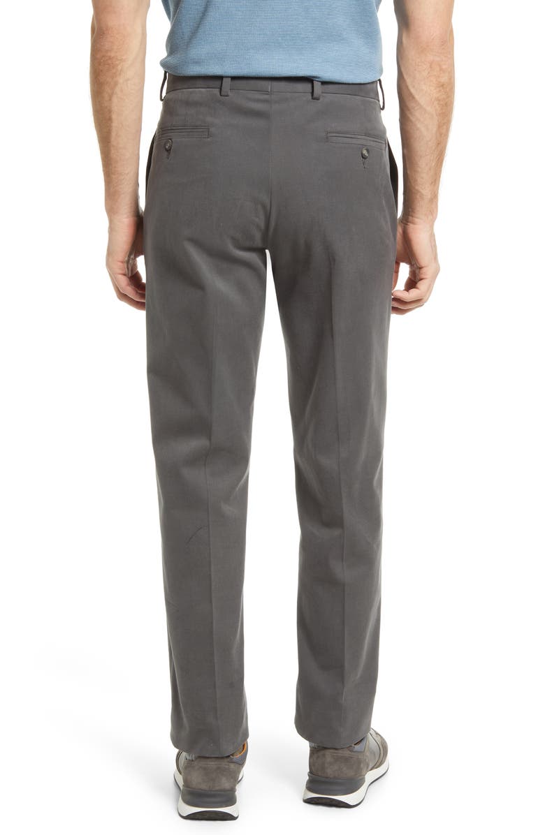 Berle Charleston Khakis Flat Front Brushed Stretch Twill Pants, Alternate, color, Grey