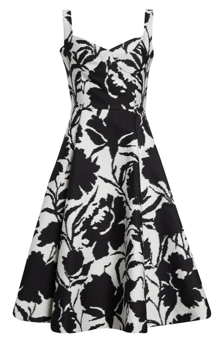 Michael Kors Collection Abstract Floral Print Dance Bustier Dress, Alternate, color, Black/ Optic White