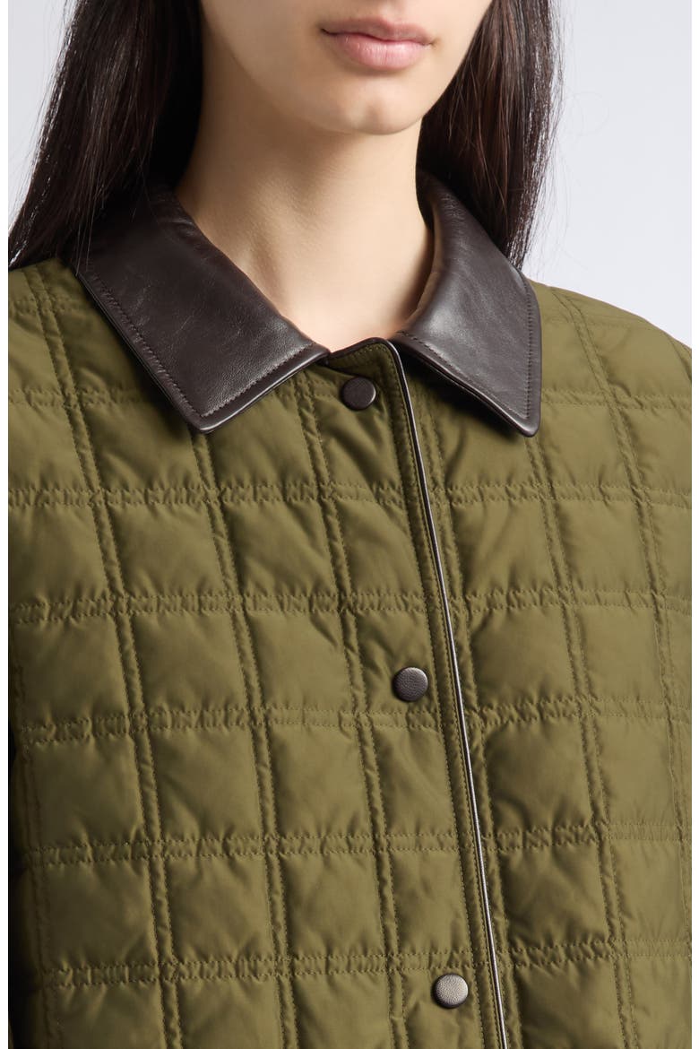 Reversible Quilted Down Twill Car Coat, Alternate, color, FOREST