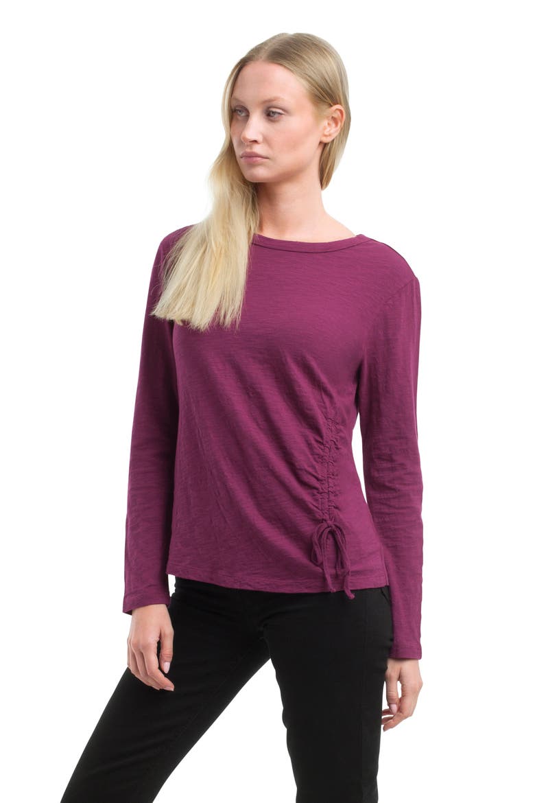 Long Sleeve Ruched Side, Alternate, color, Magenta Purple