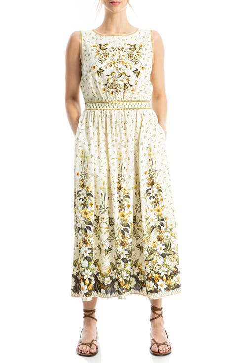 Floral Sleeveless Boat Neck Maxi Dress